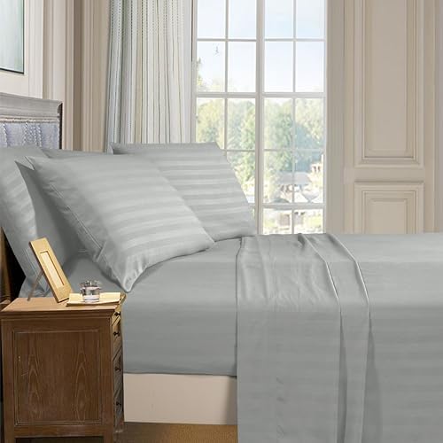 Elegant Comfort 6-Piece Damask Stripe Sheet Set, Cal King - Image 2