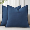 decorUhome Fall Blue Linen Throw Pillow Covers 20x20 Set of 2 by decorUhome
