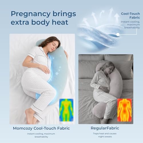 Momcozy J Shaped Cooling Pregnancy Pillow, Maternity Pillow - Image 3