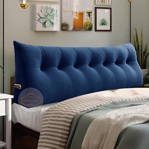 WOWMAX Headboard Pillow King Bed Wedge Pillow Headboard Reading, Deep Blue by WOWMAX