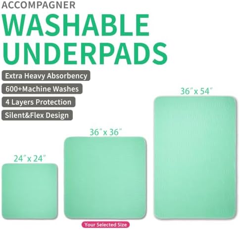 Accompagner Incontinence Bed Pads Washable Waterproof, Ultra-Absorbent Reusable - Image 4