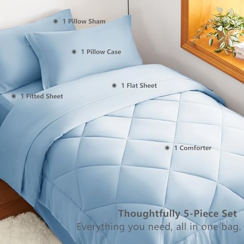 CozyLux Twin XL Comforter Set 68"x88" Baby Blue - Image 6
