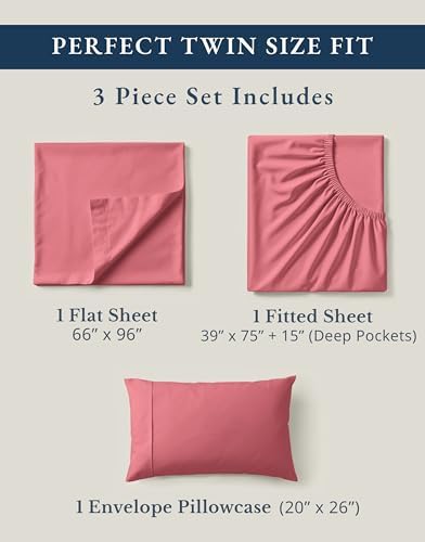 LANE LINEN Twin Sheet Set 100% Organic Cotton 3pc Percale - Image 4
