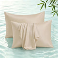 Bamboo Viscose Zipper Pillow Cases Queen Size Set of 2 by ShunjieHome