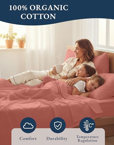 LANE LINEN Full Sheet Set 100% Organic Cotton 4pc Percale Soft - Image 6