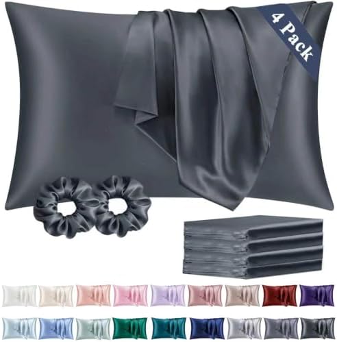 Vielit Queen Satin Pillowcase for Hair 4 Pack, Similar to Silk Pillow Cases by Vielit