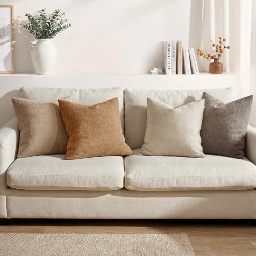 MIULEE Textured Chenille Throw Pillow Covers 18x18 Inch Beige - Image 5