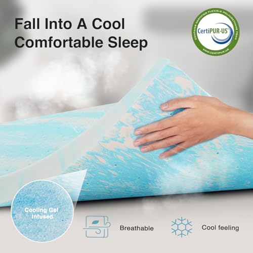 Novilla Queen Mattress Topper, 3 Inch Cooling Gel Infused Memory Foam Topper - Image 4