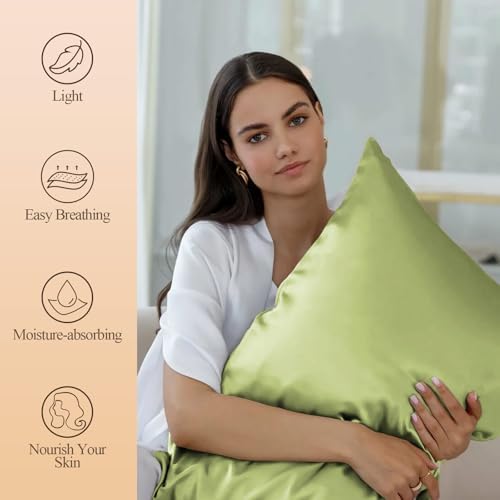 Silk Like Satin Body Pillowcase, Sage Green, 1 Pack, 20x54 Inches - Image 2