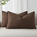 decorUhome Fall Brown Linen Throw Pillow Covers 12x20 Set of 2 by decorUhome