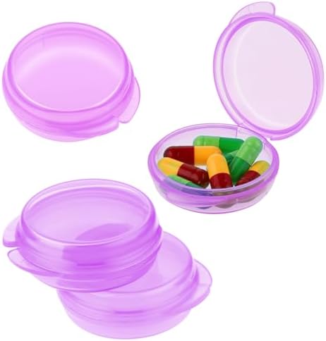 4 Pcs Mini Pill Organizer Small Pill Box Cute Portable Pill Case, 4 Purple by WLLHYF