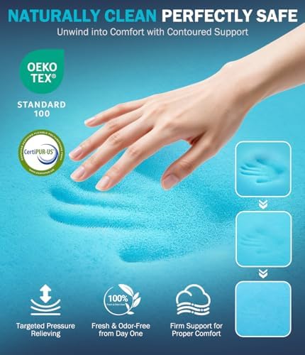 Queen 4 Inch Dual Layer Memory Foam Mattress Topper, Cooling Gel Pad - Image 4