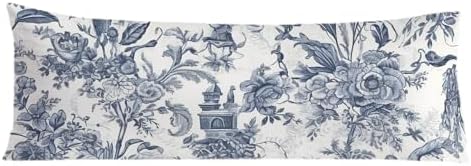 Vintage Toile de Jouy Floral Body Pillow Covers 20x54, Elegant Classical French by Exqcom