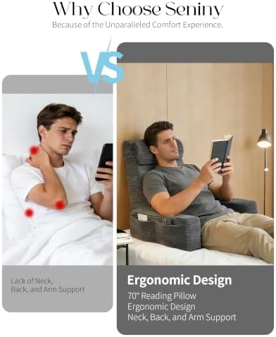 Seniny 24" Reading Pillow for Bed Adult - Image 4