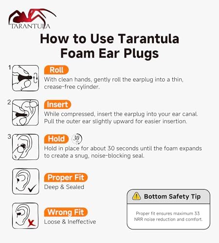 Tarantula 10 Pairs 33 NRR Soft Foam Ear Plugs, Noise Cancelling - Image 7