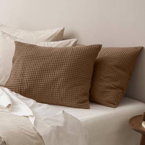 PHF Ultra Soft Waffle Pillow Shams Standard Size 20"x26", No Insert by PHF