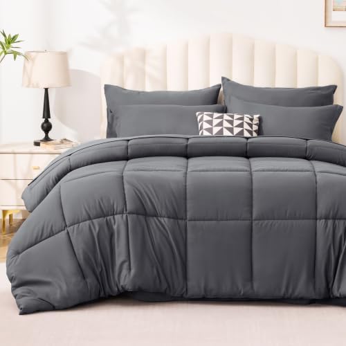 Love's cabin California King Comforter Set Soot Grey, 7 Pieces California King by Lovescabin