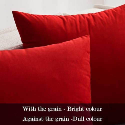MIULEE Velvet Throw Pillow Covers 16x16 Inch Pack of 2 Bright Red - Image 2
