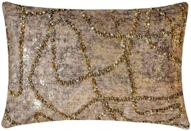The HomeCentric Pack of 2 Decorative Lumbar Pillow Cover Gold, Hand Embroidery by TheHomeCentric
