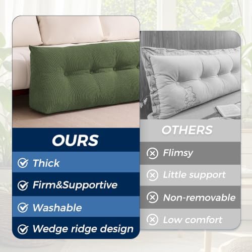IASEAHK Headboard Pillow Queen, Wedge Pillow Headboard, Forest Green - Image 4