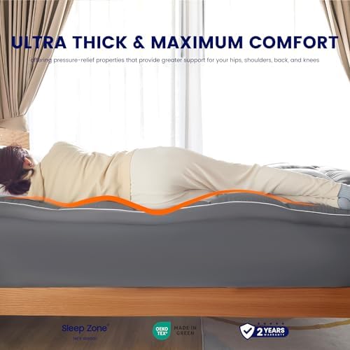 SLEEP ZONE Mattress Topper, Extra Thick Fitted Mattress Pad - Image 6