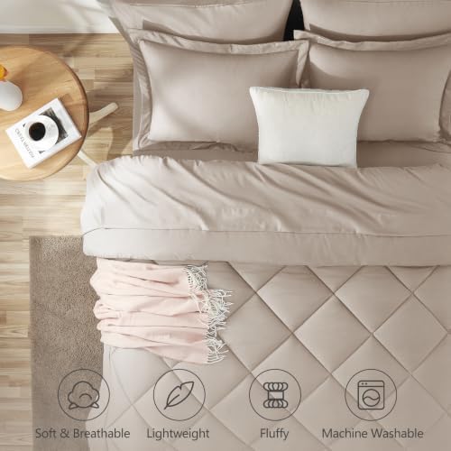 CozyLux King Comforter Set 102"x90" Linen - Image 2