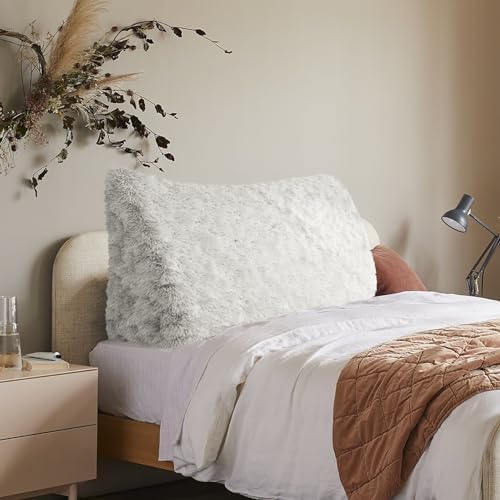 Thicken Furry Headboard Pillow Queen Padded Headboard Large Bolster Triangular by Bncktrd