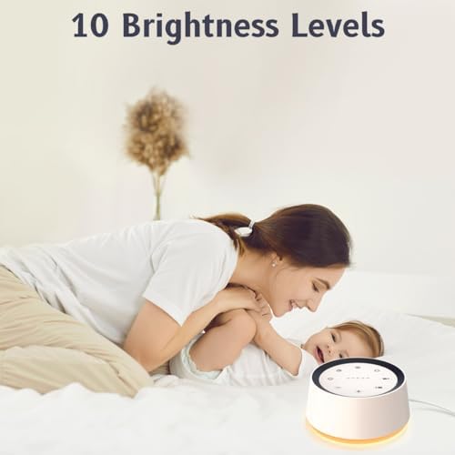 Brown Noise Sound Machine with 30 Soothing Sounds 12 Colors Night Light White - Image 4