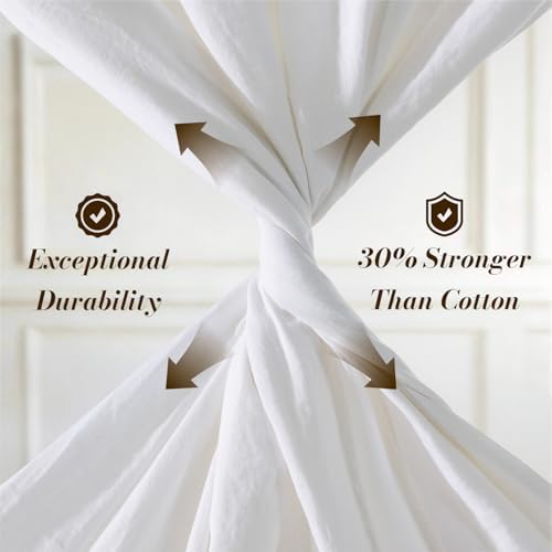 SONORO KATE 100% French Linen Cal King Size Sheets Set, Natural Flax Bedding - Image 4