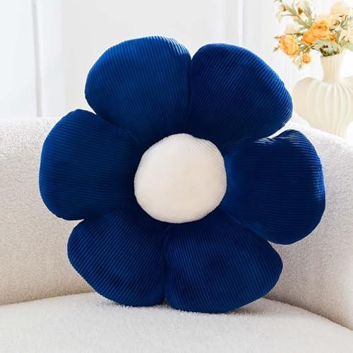 Kcvvcr Navy Flower Pillow, 19.6" Cute Flower Shaped Floor Pillow, Aesthetic by Kcvvcr
