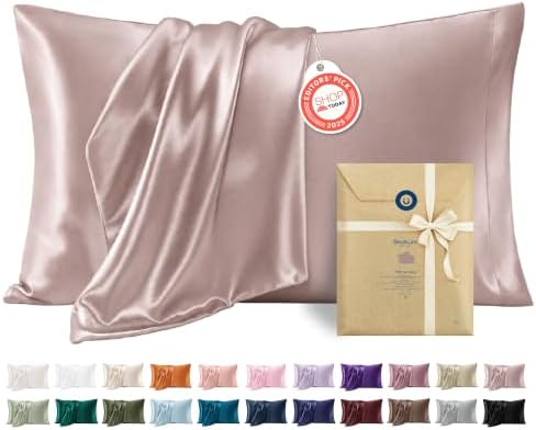Bedsure Satin Pillowcases Queen Set of 2, Silky Pillow Cases, Dusty Rose by BEDSURE