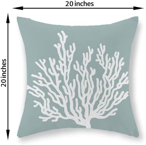 Coastal Pillow Covers 20x20 Inch Set of 2 Blue Coral Starfish Throw Pillows - Image 6
