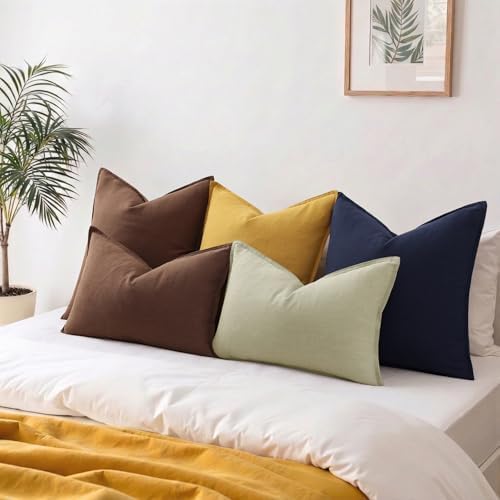 decorUhome Fall Brown Linen Throw Pillow Covers 12x20 Set of 2 - Image 5