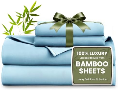 Love's cabin 4 Piece Queen Sheet Set, 100% Rayon Derived from Bamboo, Cooling & by Lovescabin