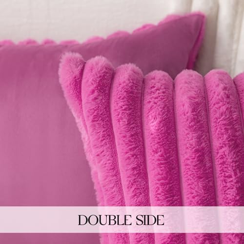 MOSAYT Faux Fur Throw Pillow Covers 16x16, Plush Velvet Soft Pillow Case - Image 5
