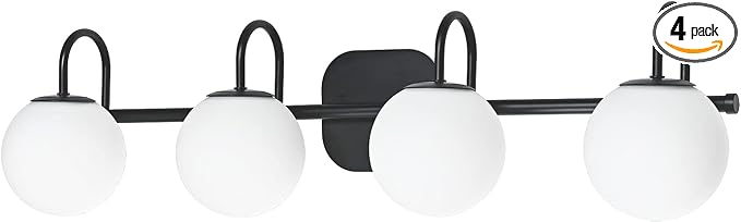 Vintage Bathroom Light Fixtures 4-Lights Black Mid Century Vanity Lights by ZHUOERLighting
