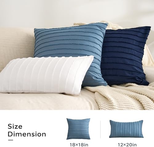 JELLYMONI Blue Striped Tufted Pillowcases 18"x 18" - Image 5