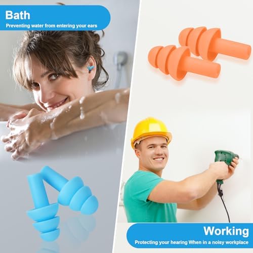 Ear Plugs for Swimming, Sleeping Noise Cancelling, Reusable Silicone Earplugs - Image 4