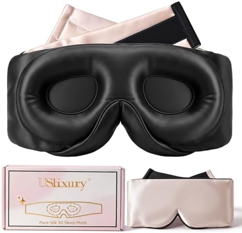 USlixury® 3D Contoured Silk Sleep Mask, Total Blackout&Zero Eye Pressure by USLixury