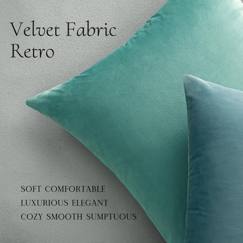 MIULEE 12x20 Inch Lumbar Velvet Throw Pillow Covers Aqua Green - Image 3