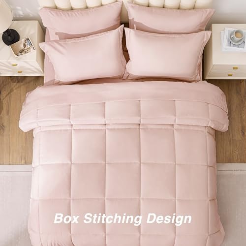 Love's cabin Twin Comforter Set Blush Pink, 5 Pieces Twin Bed in a Bag - Image 4