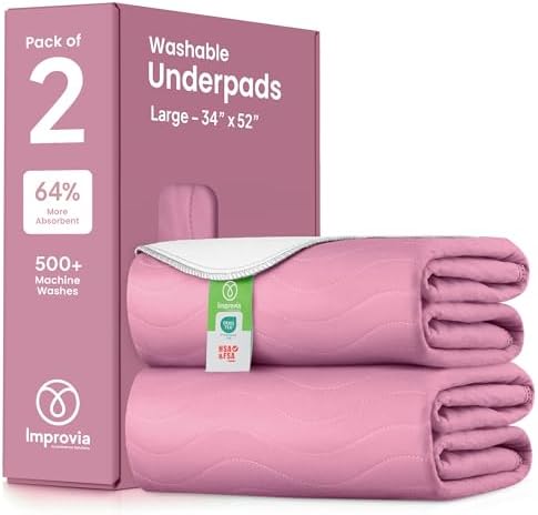 IMPROVIA® Washable Underpads, Heavy Absorbency Reusable Incontinence Pads by IMPROVIA