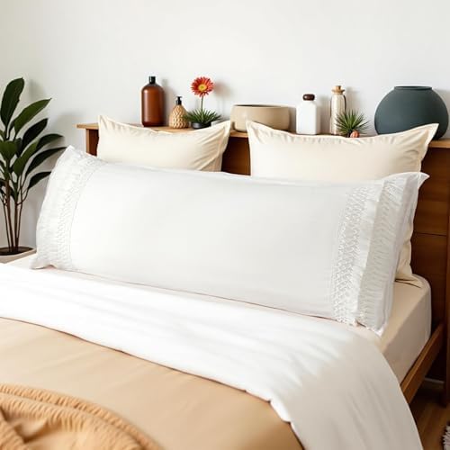 MOVE OVER White Tassel Body Pillow Cover Boho Body Pillow Cover 20x54 Inches - Image 2
