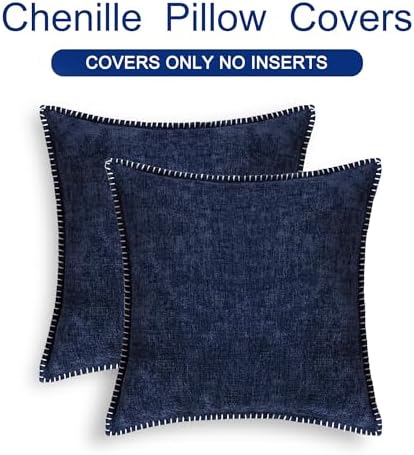 CaliTime Decorative Couch Throw Pillow Covers 18 X 18 Inches Navy Blue - Image 6