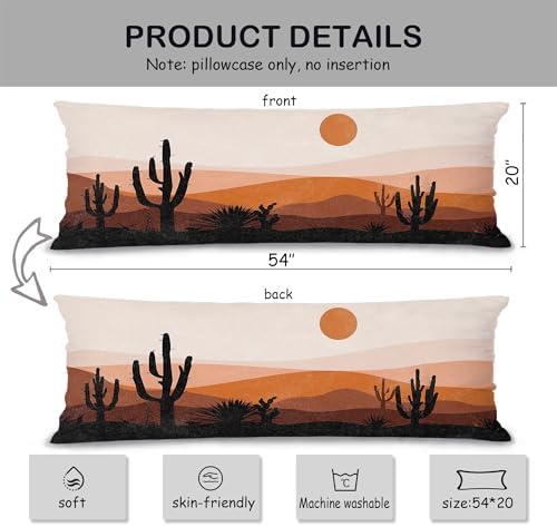 Boho Terracotta Sunset Western Southwestern 20x54 Body Pillow Cover Case - Image 2