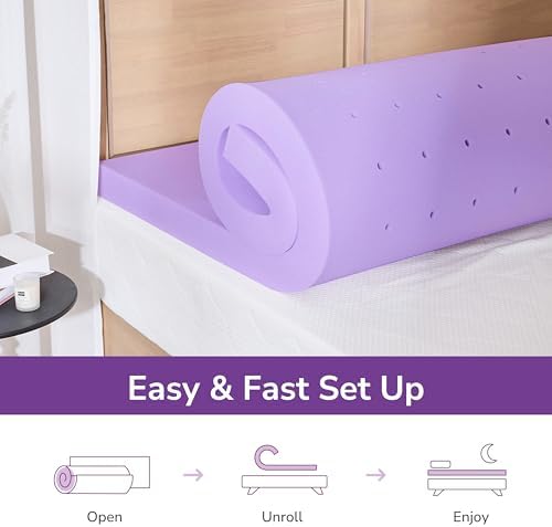MLILY 4 Inch Twin Lavender Infusion Memory Foam Mattress Topper - Image 6