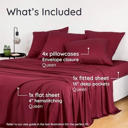 Bambaw 100% Viscose Derived from Bamboo Queen Sheet Set 6 Piece, Queen Size - Image 2