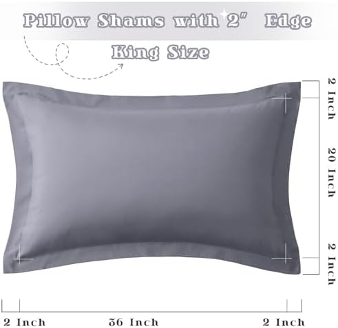 Homiest Gray Pillow Shams King Size Set of 2, 2-Inch Flange - Image 5