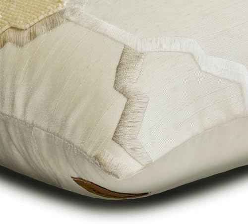The HomeCentric Designer Ivory 12"x26" Lumbar Pillow Cover, Jacquard Lattice - Image 2