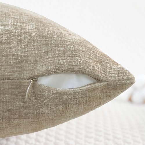 CaliTime Decorative Couch Throw Pillow Covers 22 X 22 Inches Light Taupe - Image 3